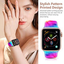 Sport Band Compatible with Apple Watch Bands  for Women Men,Floral Silicone Printed