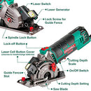 Mini Circular Saw, HYCHIKA Compact Circular Saw Tile Saw with 3 Saw Blades 4A