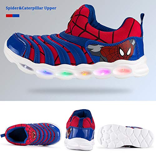 YUNICUS Light Up Sneakers for Boys, Spider Caterpillar