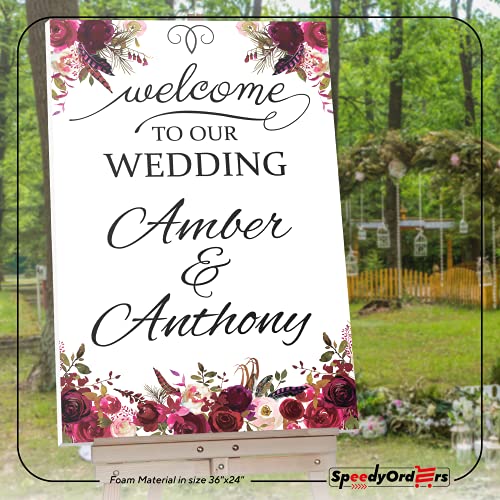 Roses Themed Wedding Sign - Wedding Welcome Sign