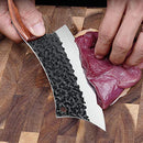 Hand Forged Meat Cleaver 6.3 Inch Kitchen Chef Knife with Leather Sheath and Gift Box