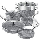 Stone Cookware Set 10 Piece, Ultra Nonstick Pots and Pans Set with Stone 10 Piece