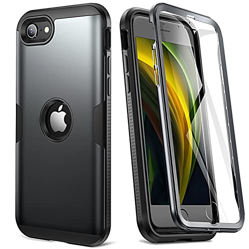 iPhone SE 2022 Case, iPhone SE 2020 Case, Full Body Rugged with Built-in Screen Protector