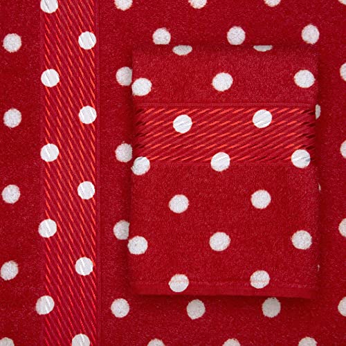 Polka Dot Bathroom Cotton Terry Bath Towels 27 x 54 Inches