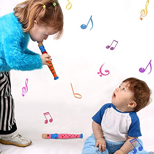 2 pcs Small Wooden Recorders for Toddlers, Colorful Piccolo Flute