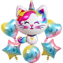 Big, 36 Inch Caticorn Balloon Set - Caticorn Party Supplies, Pack of 7