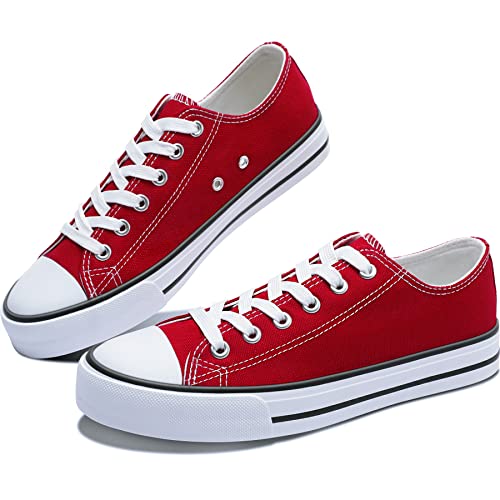 Women’s Red Canvas Shoes Low Top Fashion Sneakers