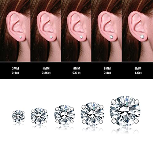 5 Pairs Stud Earrings Set, Hypoallergenic Cubic Zirconia 316L Earrings Stainless