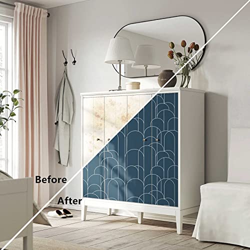 Peel and Stick Wallpaper Modern Blue Geometric Wallpaper 17.71 in X 118