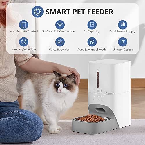 Automatic Cat Feeder, 2.4G WiFi 4L Detachable Cat Pet Dog Automatic Feeder