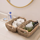 Hand-Woven Small Wicker Baskets, Seagrass Storage Baskets with Wooden Handles