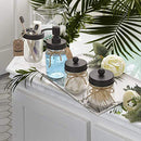 Mason Jar Bathroom Accessories Set 4 - Mason Jar Soap Dispenser & 2 Apothecary Jars & Toothbrush Holder - Rustic Farmhouse Restroom, Bathroom Home Decor Clearance, Countertop Vanity Organizer, Black