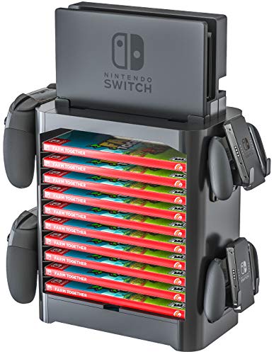 Skywin Game Storage Tower for Nintendo Switch - Game Disk Rack and Controller Organizer Compatible with Nintendo Switch and Accessories