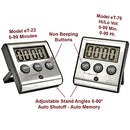 Elegant Digital Kitchen Timer, Stainless Steel Model eT-23, Super Strong Magnetic Back, Loud Alarm, Large Display, Auto Memory, Auto Shut-Off