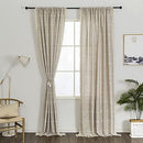 1 Pair Cotton Linen Boho Curtains with Tassel, Farmhouse Curtains