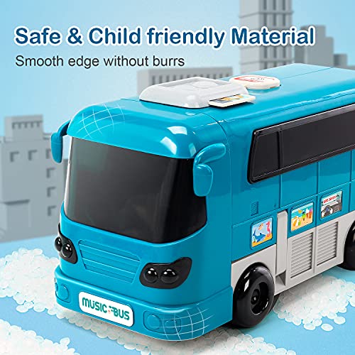 Kids Play Vehicle with Sound and Light, Educational Bus Driving Toy Gift for Toddlers