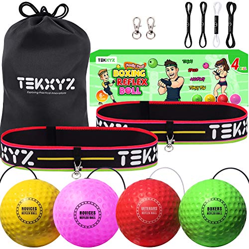 Boxing Reflex Ball Family Pack, 4 Different Boxing Ball with Headband, Softer Than Tennis