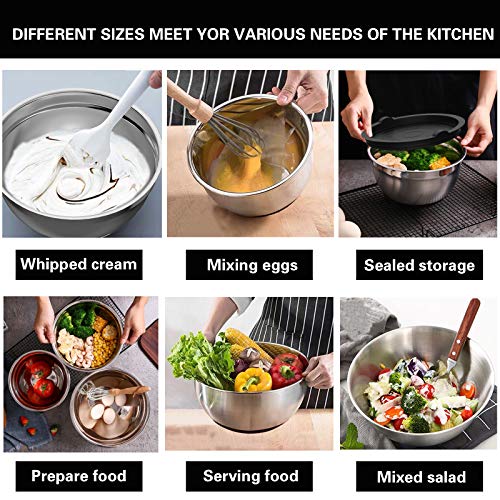 Mixing Bowls with Airtight Lids, 20 piece Stainless Steel Metal Nesting Bowls