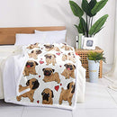 Pug Throw Blanket Twin Reversible Pug Dog Printed Sherpa Blanket for Kids Adults