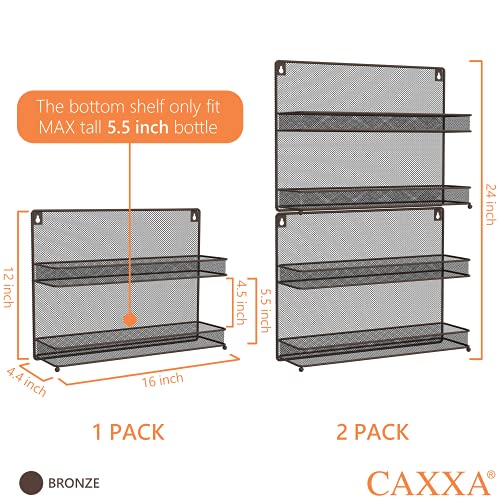 2 PK 2 Tier Mesh Kitchen Counter-top or Wall Mount Spice Rack Jars Storage Organizer