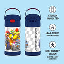 THERMOS FUNTAINER 12 Ounce Stainless Steel Vacuum Insulated Kids Straw Bottle, Super Mario Brothers