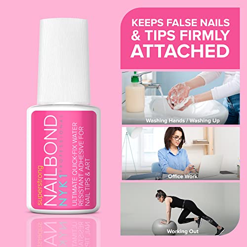 Super Strong Nail Glue For Acrylic Nails, Nail Tips and Press On Nails (8ml) Nail Bond Brush