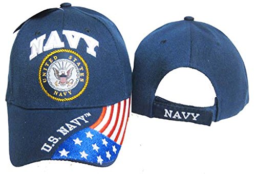 United States Navy Veteran Blue Baseball Style Embroidered Hat Ball Cap Vet USA Flag us Retired (Navy Blue)