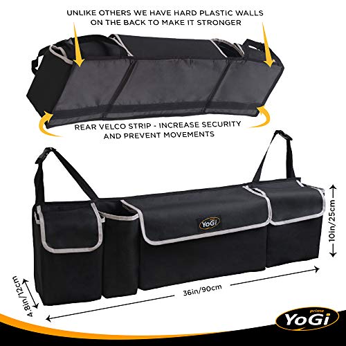 YoGi Prime Trunk and Backseat car Organizer, Trunk Storage Organizer Will Provides You The Most Storage Space Possible, Use It As A Back Seat Storage Car Cargo Organizer Black (Hanging Black)