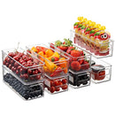 Set Of 8 Stackable Plastic Food Storage Bins - Refrigerator Organizer with Handles