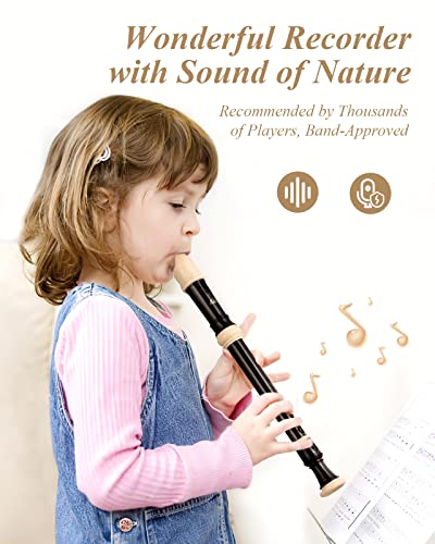 Soprano Recorder for Beginners Kids, Baroque style C Key Recorder Instrument ABS Classic