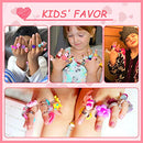 Little Girl Jewel Rings in Box, Adjustable, No Duplication, Girl Pretend Play and Dress Up