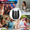 12oz/4 Pack Wine Tumbler Glasses with Lid-Stemless Double Wall Vacuum Stainless Steel T