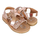 Baby Girls’ Sandals – Strappy Patent Leatherette Glitter Sandals (Toddler), Size 8 Toddler, Rose Gold