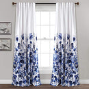 Lush Decor, Navy Zuri Flora Curtains Room Darkening Window Panel Set