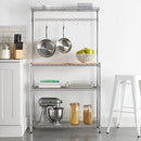 Kitchen Storage Baker's Rack with Wood Table, Chrome/Wood (36L x 14W x 63.4H)