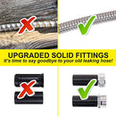 Metal Water Hose 100 ft - Stainless Steel Water Hose with 2 Nozzles, Lightweight,