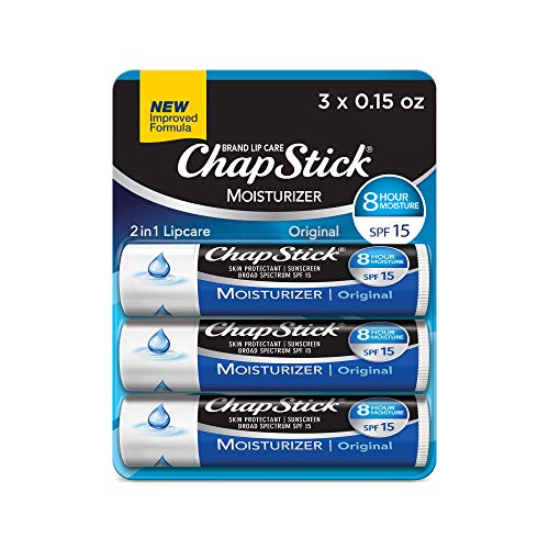 ChapStick Moisturizer Original Lip Balm Tubes, SPF 15 and Skin Protectant - 0.15 Oz