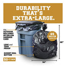 Plasticplace 65 Gallon Trash Bags │ 1.5 Mil │ Black Heavy Duty Garbage Can Liners │ 50” x 48” (50 Count)