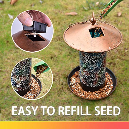 Solar Bird-Feeder for Outside Hanging Outdoor - Solar Powered Garden Lantern Light