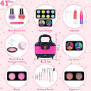 Hollyhi 41 Pcs Kids Makeup Toy Kit for Girls, Washable Makeup Set Toy with Real Cosmetic Case for Little Girl, Pretend Play Makeup Beauty Set Birthday Toys Gift for 3 4 5 6 7 8 9 10 Years Old Kid