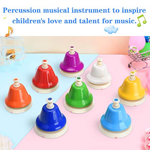 Desk Bells, 8 Notes Diatonic Metal Hand Bells, Rainbow Music Bells