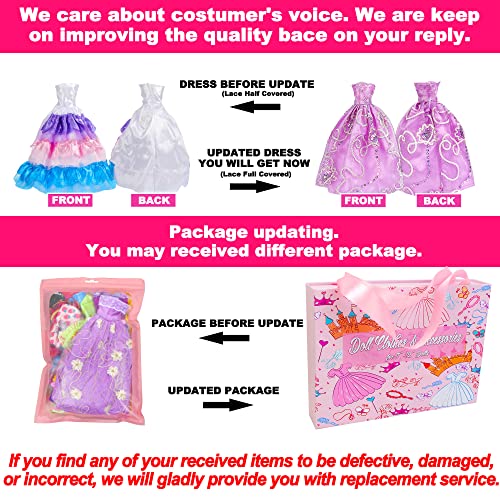 50 Pcs Handmade Doll Clothes and Accessories,5 Wedding Gowns 5 Fashion Dresses