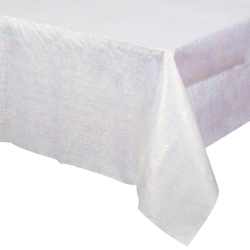 Way to Celebrate! Iridescent White 54 inches x 102 inches Plastic Tablecloth, 1 Count