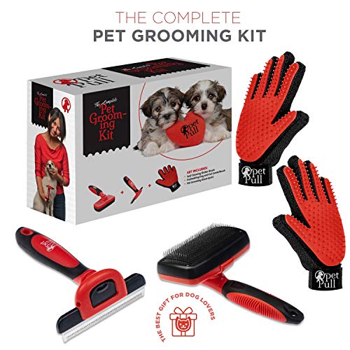 Complete Professional Pet Grooming Kit | Self Cleaning Slicker Brush for Dogs & Cats