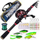 Fishing Rod and Reel Combo, 6.9ft Telescopic Spincast Rod