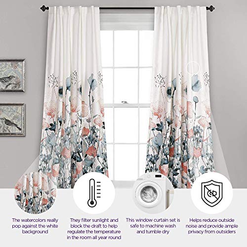 Flora Curtains Room Darkening Window Panel Set for Living, Dining, Bedroom (Pair)