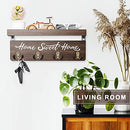 buways Wall-Mounted Key and Mail Holder, Wooden Key Rack with 4 Double Key Hooks, Rustic Home Decor for Entryway