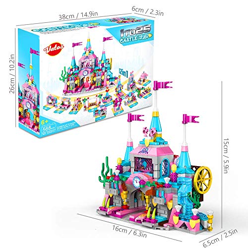 Girls Building Blocks Set Toy, 568 pcs Princess Castle Toys | 25 in 1 Models Pink Palace