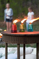TIKI 6-Inch Molded Glass Table Torch, Red, Green & Blue (Set of 3)