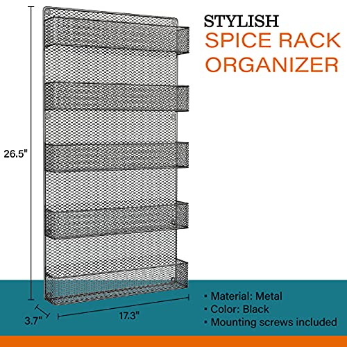 Home-Complete Spice Space Saving Wall Mount 5-Tier Wire Rack Shelves for Pantry